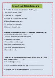 Grammar Test (Subject and Object Pronouns)