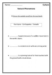 English Worksheet: natural disasters