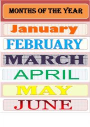 English Worksheet: MONTHS OF THE YEAR (POSTER)