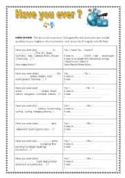 English Worksheet: have you ever Pair work 