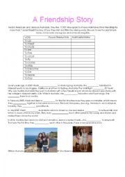 English Worksheet: An American/Australian Friendship Story