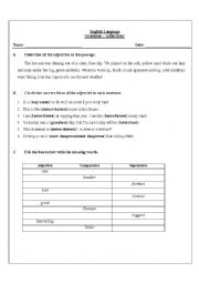 Comparative Adjectives Worksheet