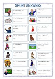 English Worksheet: Short answers- Be