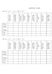 English Worksheet: Battle Ship (Present Simple)