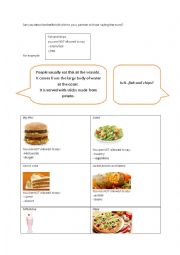 English Worksheet: describing food for partner to guess