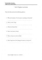 English Worksheet: Telephone conversation