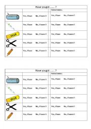 Pair work: have got / school things