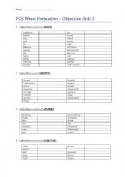 English Worksheet: Word formation First Certificate