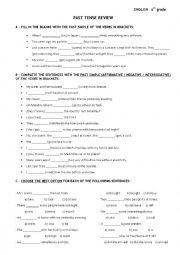 English Worksheet: past simple review