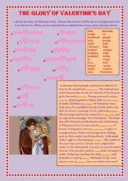 English Worksheet: The Glory of Valentines Day                       