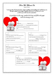 English Worksheet: SONG ACTIVITY - FROM THIS MOMENT - SHANIA TWAIN