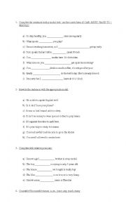 English Worksheet: Review modal verbs, nouns, pronouns