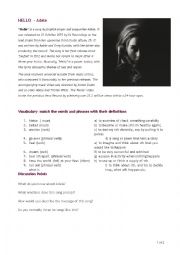 Hello - Adele worksheet