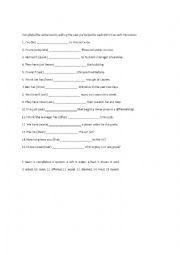 Complete the sentence worksheet