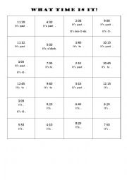 English Worksheet: What time is it? (Bingo)