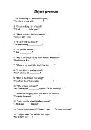 English Worksheet: object pronouns