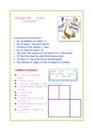 English Worksheet: TREASURE HUNT -  VISUAL TEXT COMPREHENSION