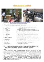 English Worksheet: Military English: Force Protection Condition