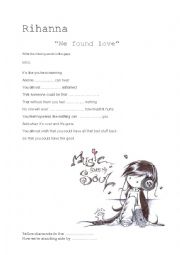 English Worksheet: We found love Rihanna