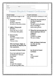 English Worksheet: Present Continuous and Present Simple