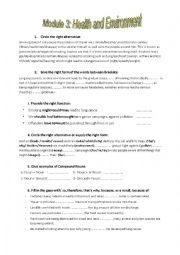 English Worksheet: Module3: Health and Environment: Round Up
