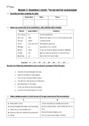 English Worksheet: Grandmas corner: The ant and the grasshopper