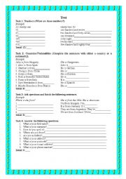 English Worksheet: test for beginners