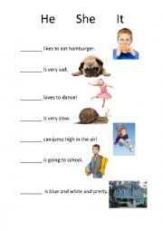 English Worksheet: He She It