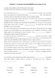English Worksheet: Short listening and reading comprehension with gapfill - Intermediate - 4 activities