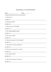 English Worksheet: Reported Speech