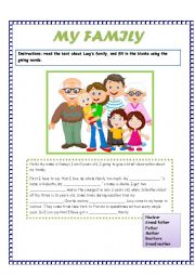 English Worksheet: My family