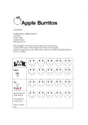 English Worksheet: cooking with kids - apple burrito