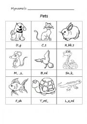 English Worksheet: Pets