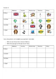 School Timetable Communicative Activity