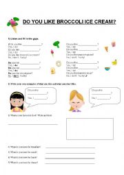 English Worksheet: Do you like Broccoli Ice Cream