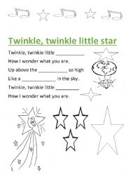 English Worksheet: Twinkle Twinkle little star