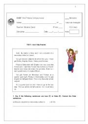 English Worksheet: Reading Comprehension