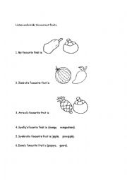 English Worksheet: My Favourite Fruit