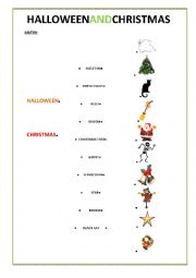 English Worksheet: Christmas and Halloween vocabulary