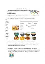 English Worksheet: World-wide cultural values