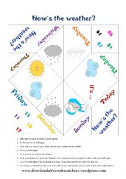 Weather & days of the week fortune teller - cootie catcher