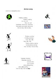 English Worksheet: Action song and exercises