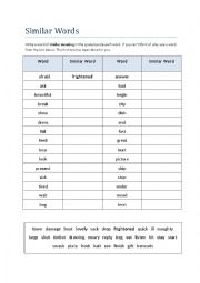 English Worksheet: Similar Words