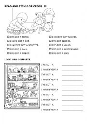 English Worksheet: Toys, have-havent