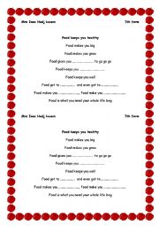 English Worksheet: lyrics of the song food keeps you healthy