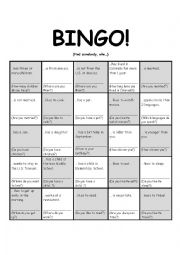 English Worksheet: Get to know you Bingo