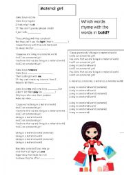 English Worksheet: Material girl for shopping vocab