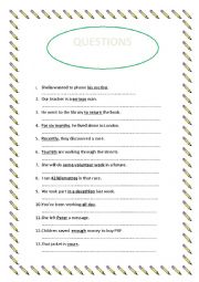 English Worksheet: MAKING QUESTIONS