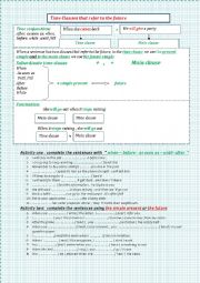 English Worksheet: time clauses that refers to the future 