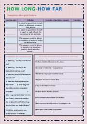 English Worksheet: How long - How far